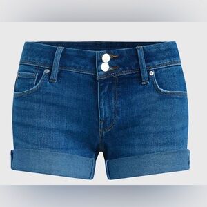 Hudson | The Croxley Mid Rise Denim Shorts | Rolled Hem in med- dark denim | 25